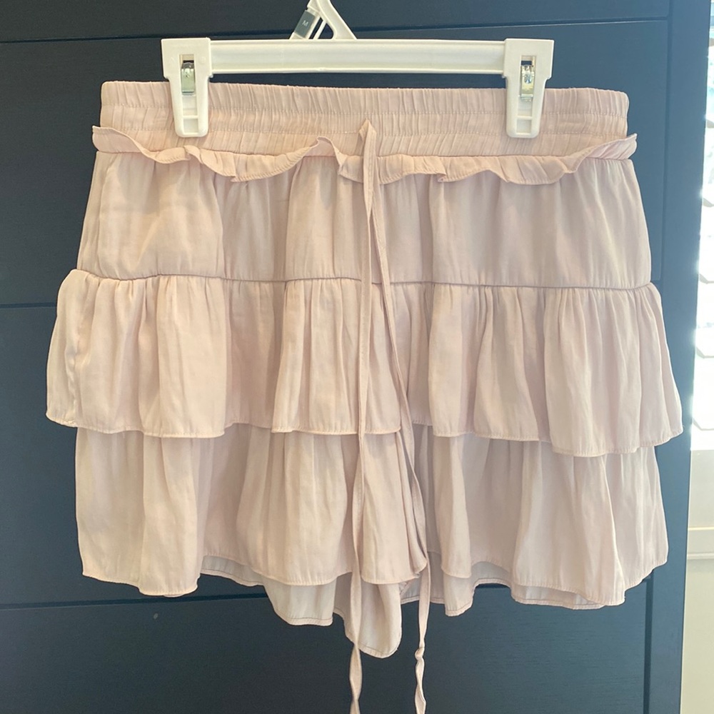 Pink/cream ruffle flowy skirt